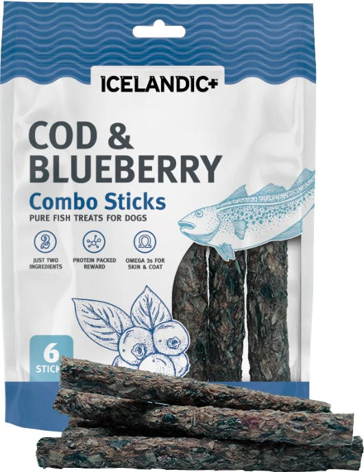 Nutritious Icelandic Cod and Wild Blueberry Combo Sticks - Pure Fish Treats for Dogs