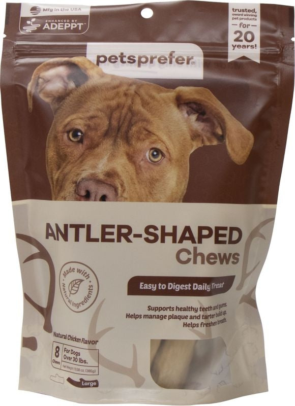 Petsprefer Antler-Shaped Dog Treats for Large Breeds - Pack of 8